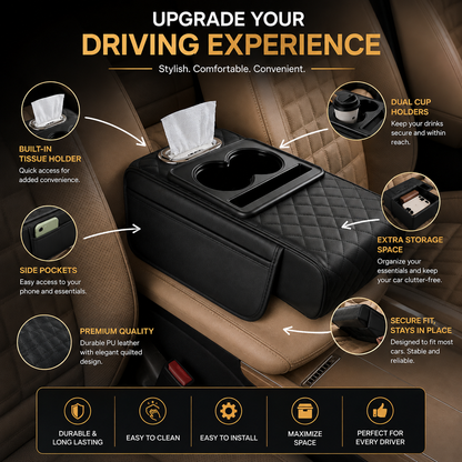 ComfyDrive™ 5 in 1 Universal Fit Car Armrest Console Cushion(1-Year Warranty)