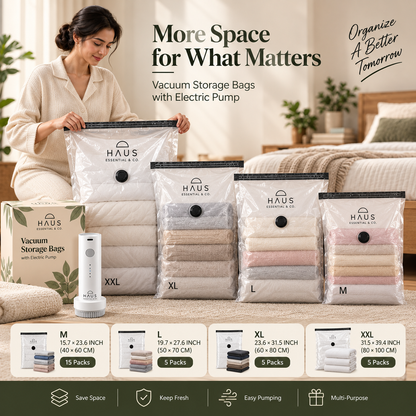 15 Vacuum Storage Bags with Air Pump