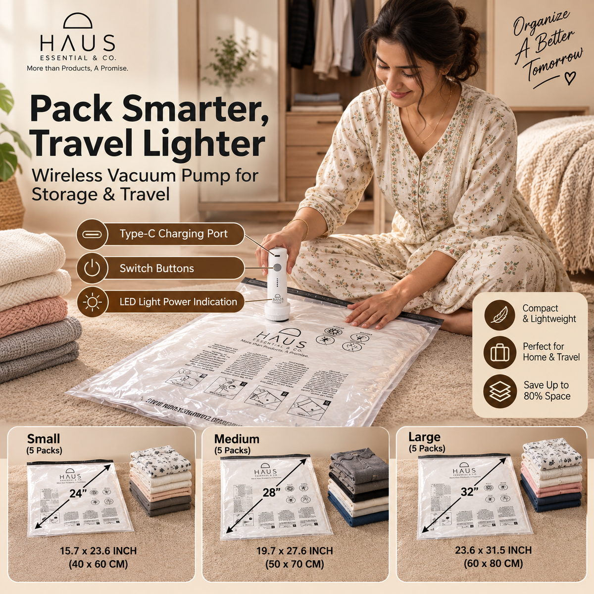 15 Vacuum Storage Bags with Air Pump