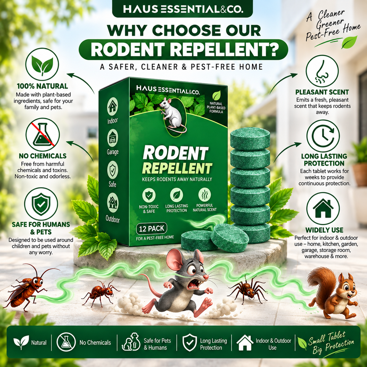 PestAway™ Rat & Cockroach Repellent Tablets(Pack of 12)