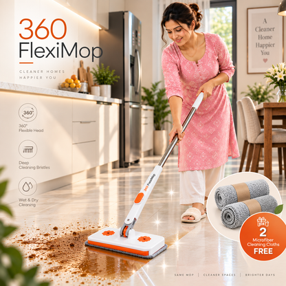 360 FlexiMop- Disposable Dust Mop Reusable Clip-On Cloth/Wipe