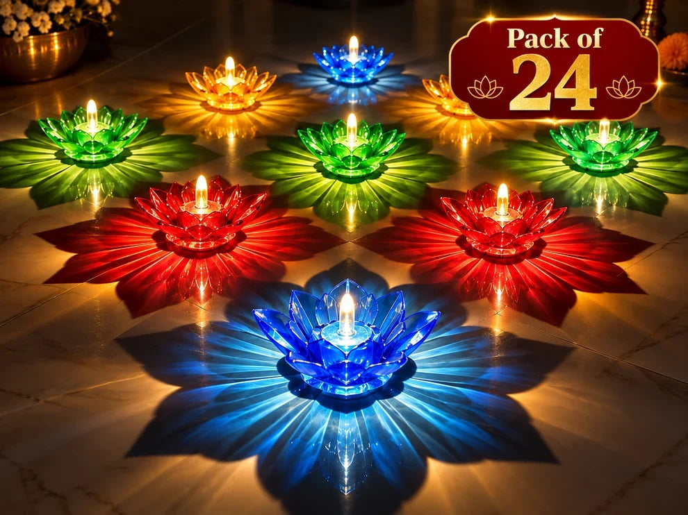 Lotus 3D Reflection Water Sensor Led Diya-Festive Sale