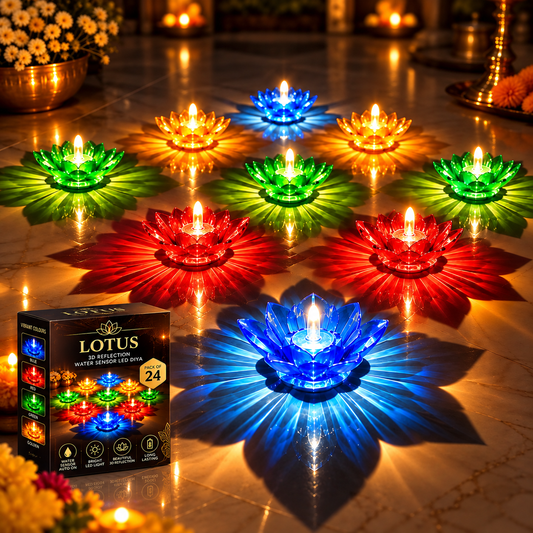 Lotus 3D Reflection Water Sensor Led Diya-Festive Sale