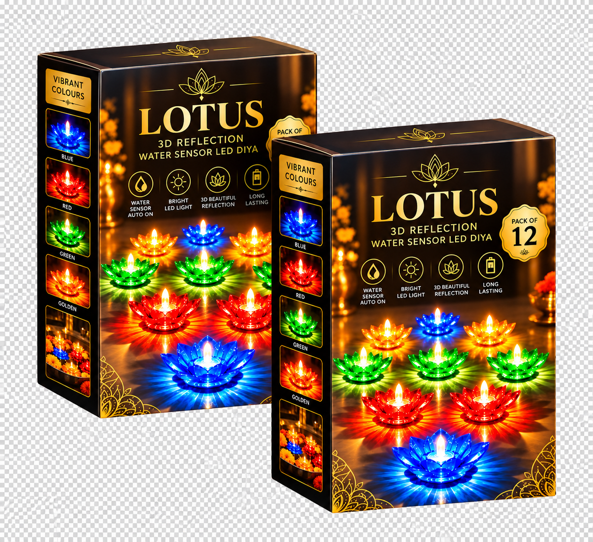 Lotus 3D Reflection Water Sensor Led Diya-Festive Sale