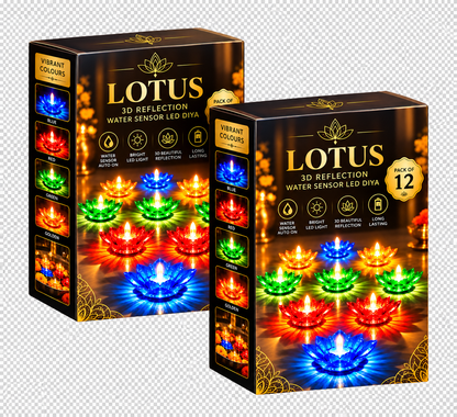 Lotus 3D Reflection Water Sensor Led Diya-Festive Sale