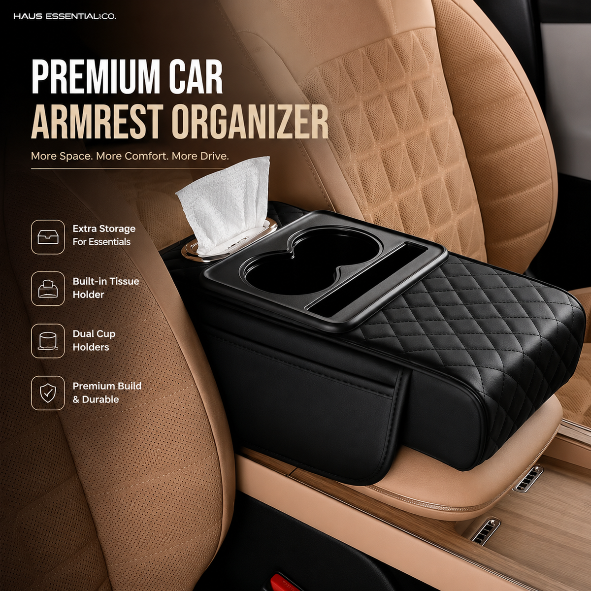 ComfyDrive™ 5 in 1 Universal Fit Car Armrest Console Cushion(1-Year Warranty)