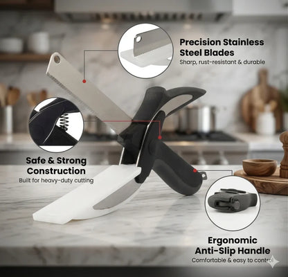 Clever Cutter - 2-in-1 Smart Scissors | Zero-Counter-Mess | Instant-Food Slicer