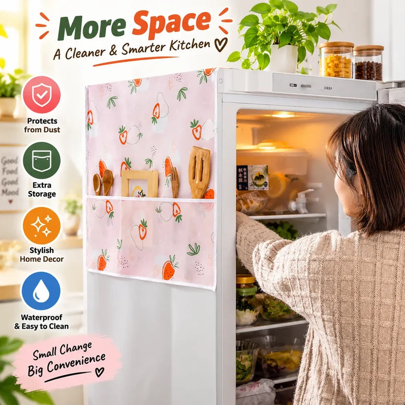 Fridge Cover with 6 Pockets | Waterproof & Dust Protection