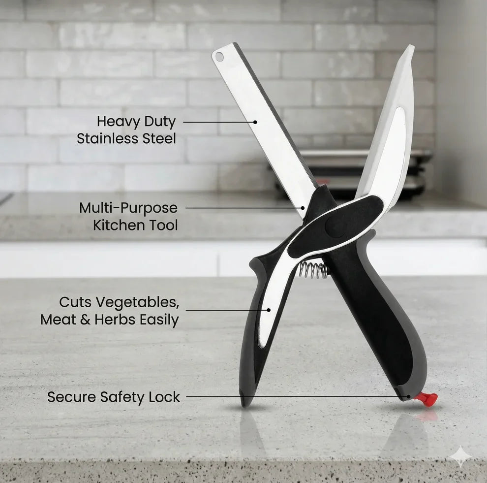 Clever Cutter - 2-in-1 Smart Scissors | Zero-Counter-Mess | Instant-Food Slicer