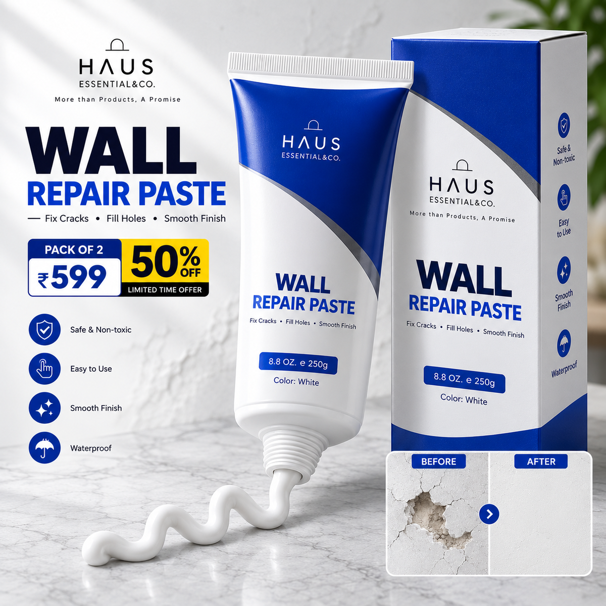 DIY Wall Repair Paste Kit (Pack of 2)